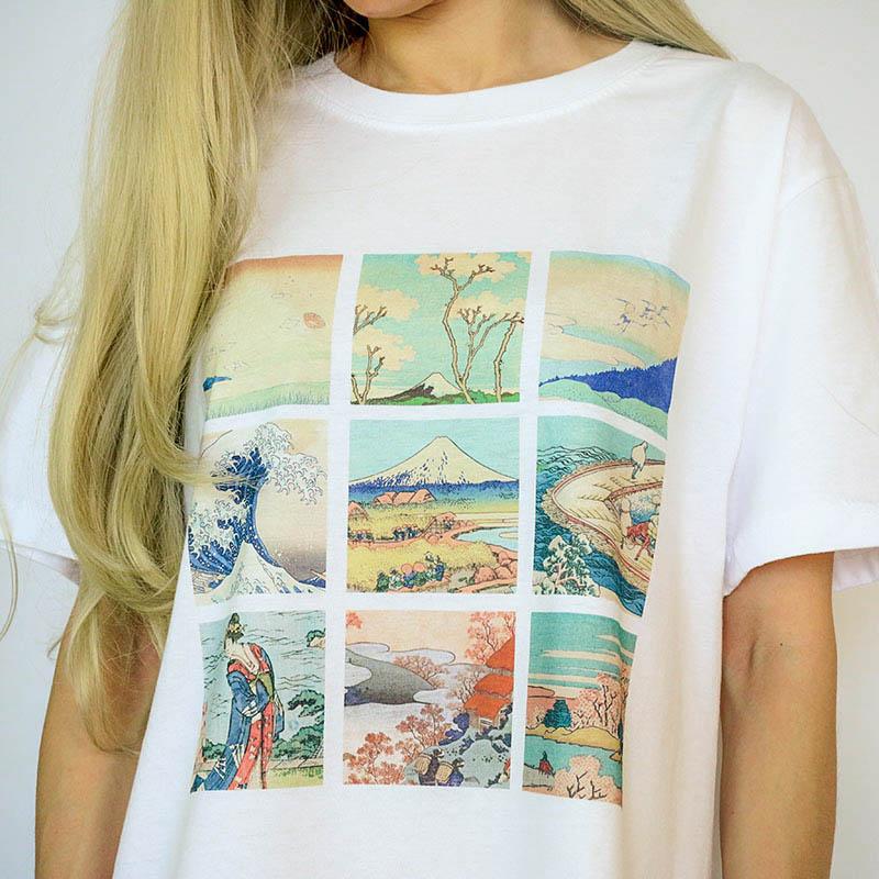 Hokusai grid T-shirt