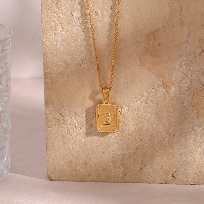 Renaissance Angel Gold Plated Card Necklace